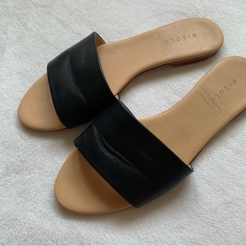 Nisolo Black Isla Slide Sandals Size 8